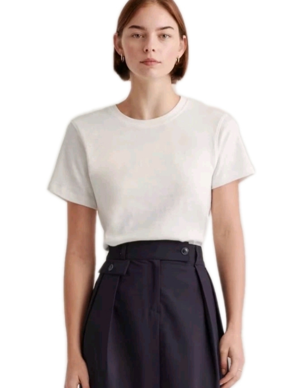 Quince Organic Cotton White slub jersey crewneck T shirt Top Blouse Size Xlarge